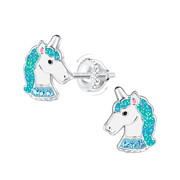 Wholesale Silver Unicorn Screw Back Earrings