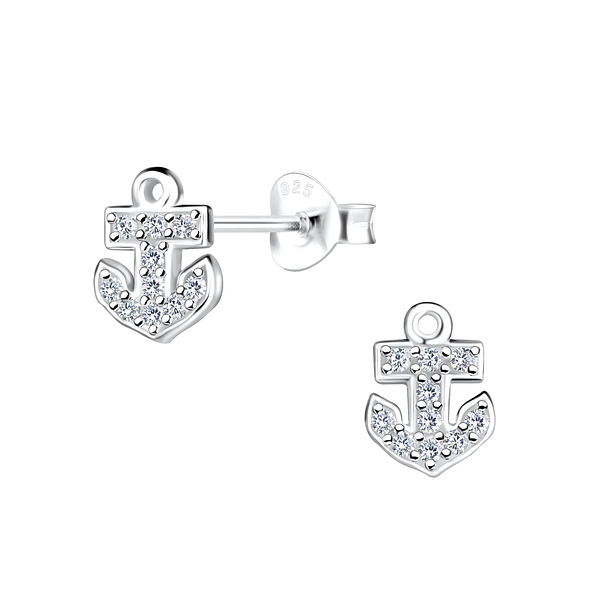 Wholesale Silver Anchor Stud Earrings