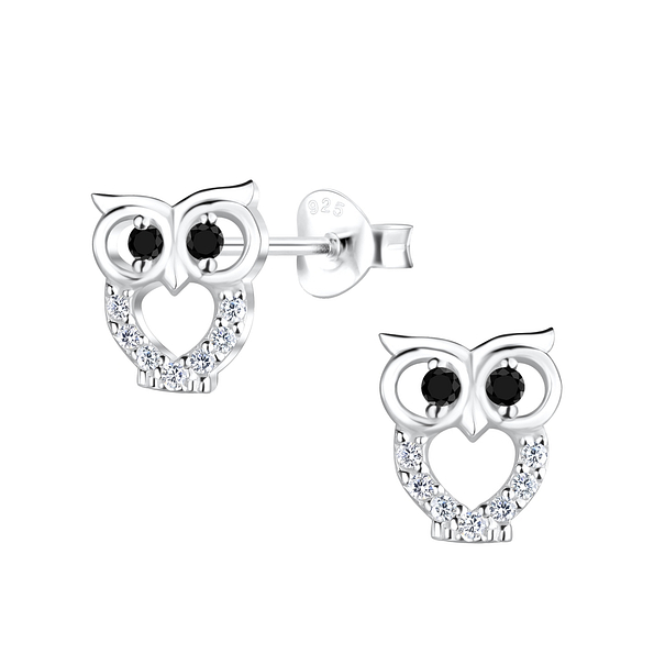 Wholesale Silver Owl Stud Earrings