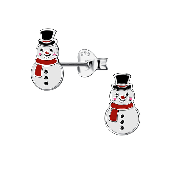 Wholesale Silver Snowman Stud Earrings