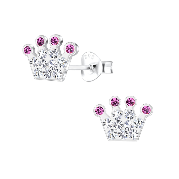 Wholesale Silver Crown Stud Earrings