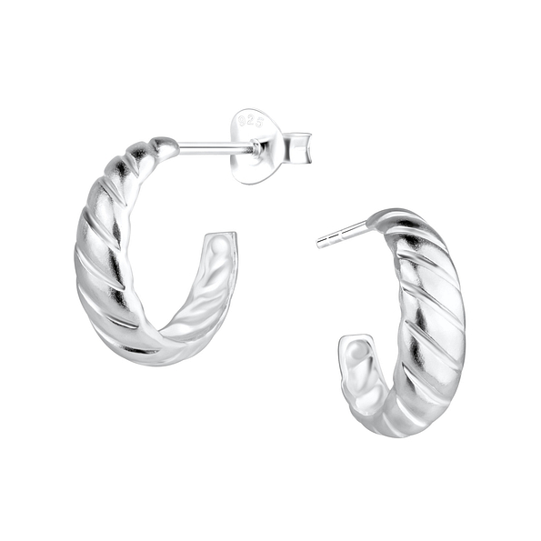 Wholesale Silver Twisted Half Hoop Stud Earrings 