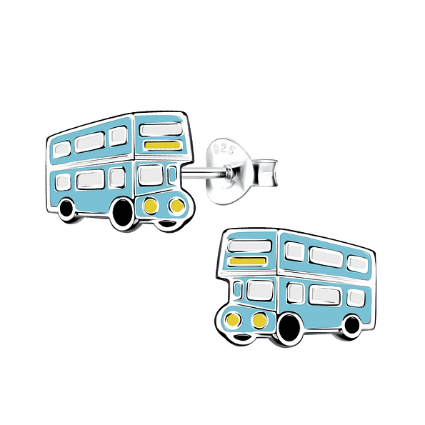 Wholesale Silver London Bus Stud Earrings