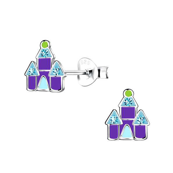 Wholesale Silver Castle Stud Earrings