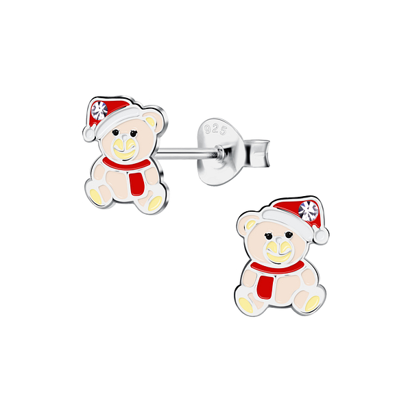Wholesale Silver Christmas Bear Stud Earrings