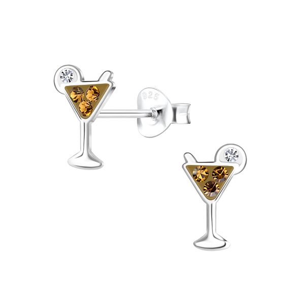 Wholesale Silver Cocktail Glass Stud Earrings