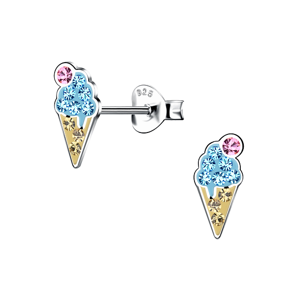 Wholesale Silver Ice cream Stud Earrings