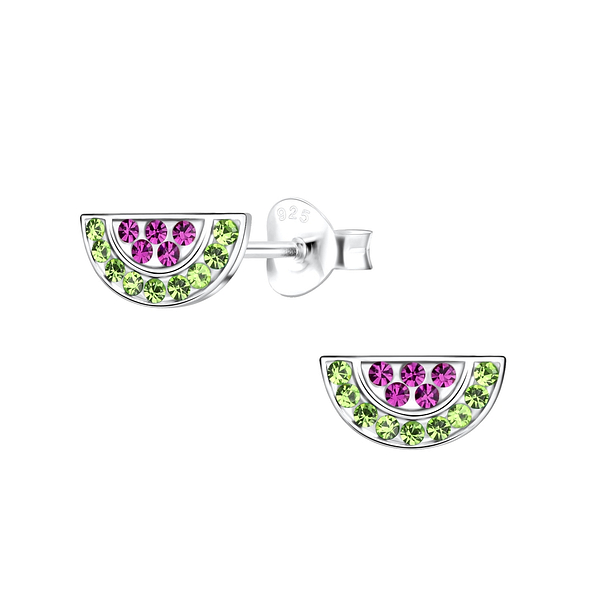 Wholesale Silver Watermelon Stud Earrings