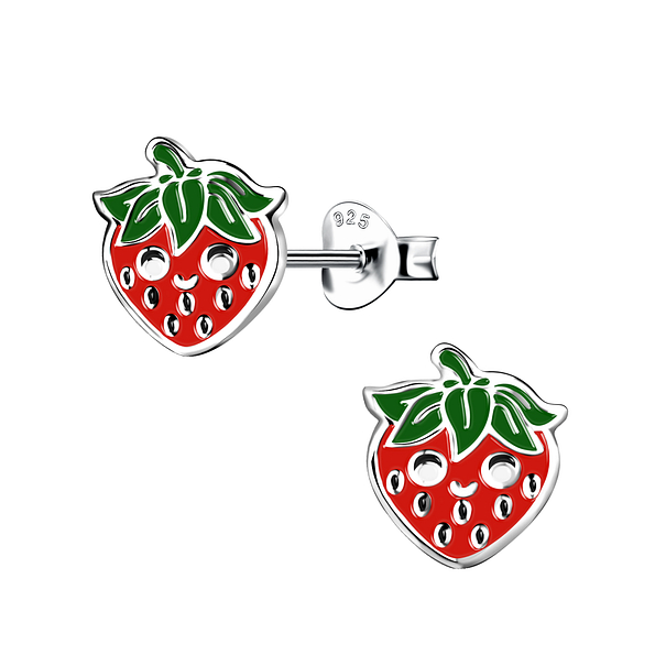 Wholesale Silver Strawberry Stud Earrings