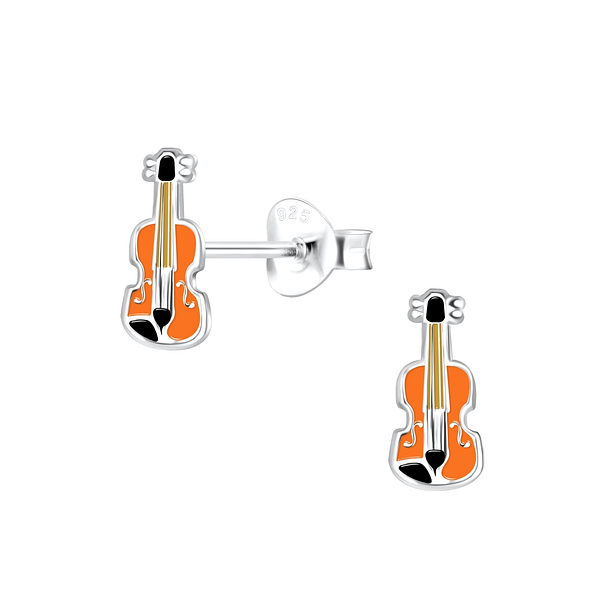 Wholesale Silver Violin Stud Earrings