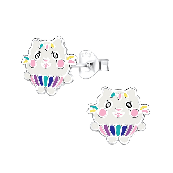 Wholesale Silver Cat Stud Earrings