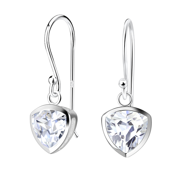 Wholesale 6mm Trillion Cubic Zirconia Silver Earrings