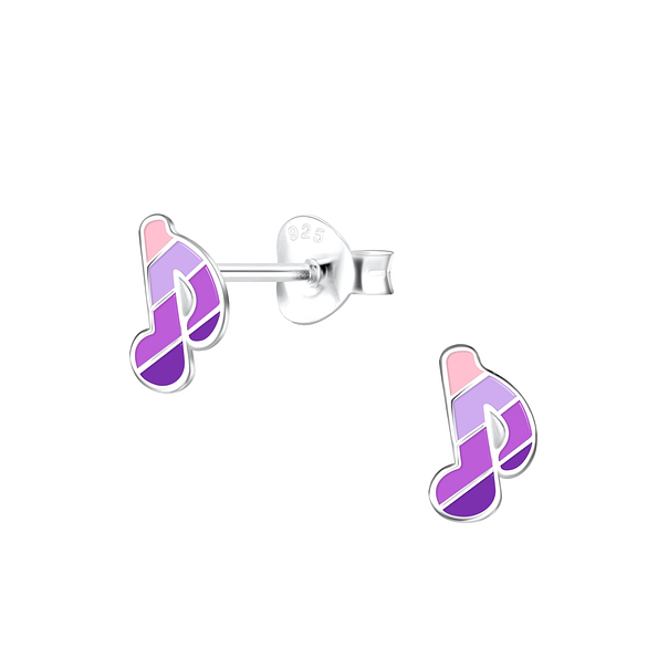 Wholesale Silver Musical Note Stud Earrings