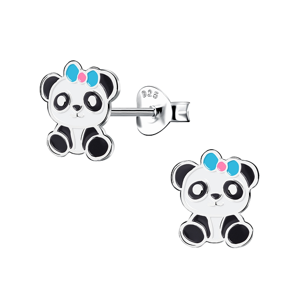 Wholesale Silver Panda Stud Earrings