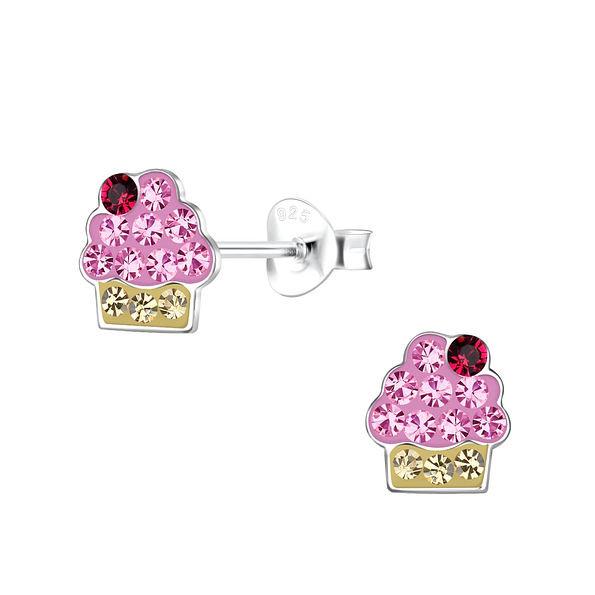 Wholesale Silver Cupcake Stud Earrings