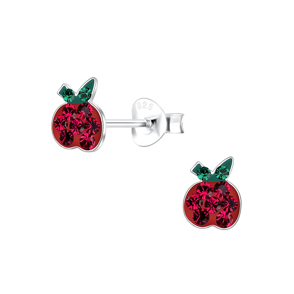 Wholesale Silver Apple Stud Earrings