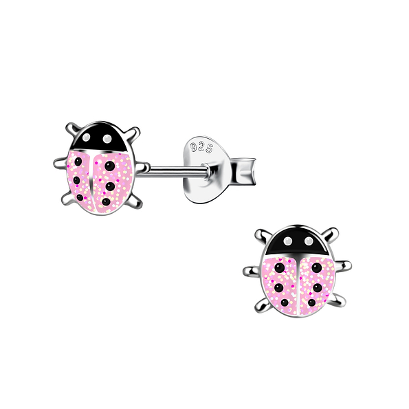 Wholesale Silver Ladybug Stud Earrings