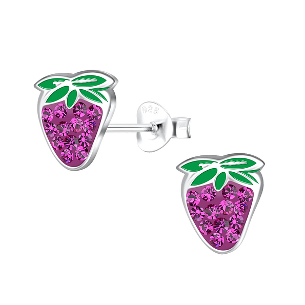 Wholesale Silver Strawberry Stud Earrings