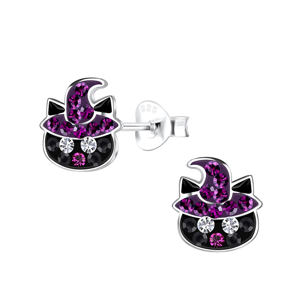 Wholesale Silver Cat Stud Earrings
