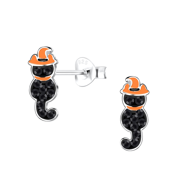 Wholesale Silver Cat Stud Earrings