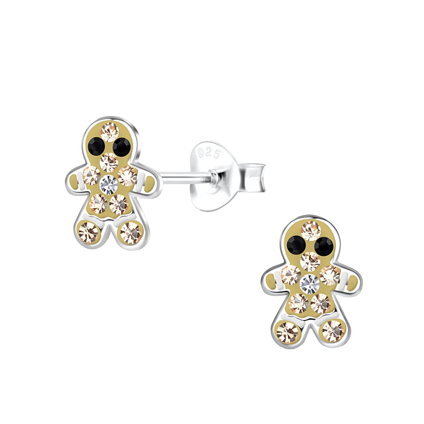 Wholesale Silver Gingerbread Stud Earrings