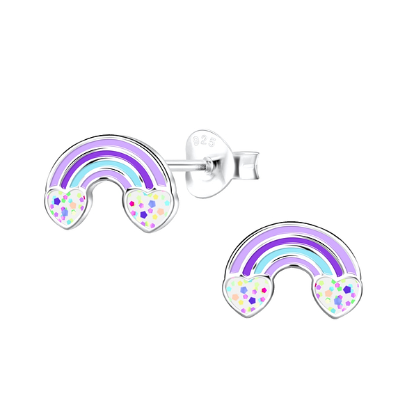 Wholesale Silver Rainbow Stud Earrings