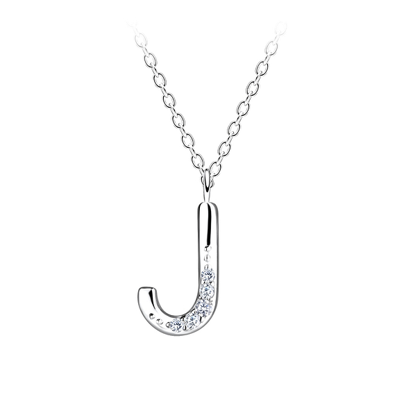 Wholesale Silver Letter J Necklace