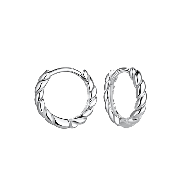 Wholesale 12mm Silver Twisted Huggie Earrings