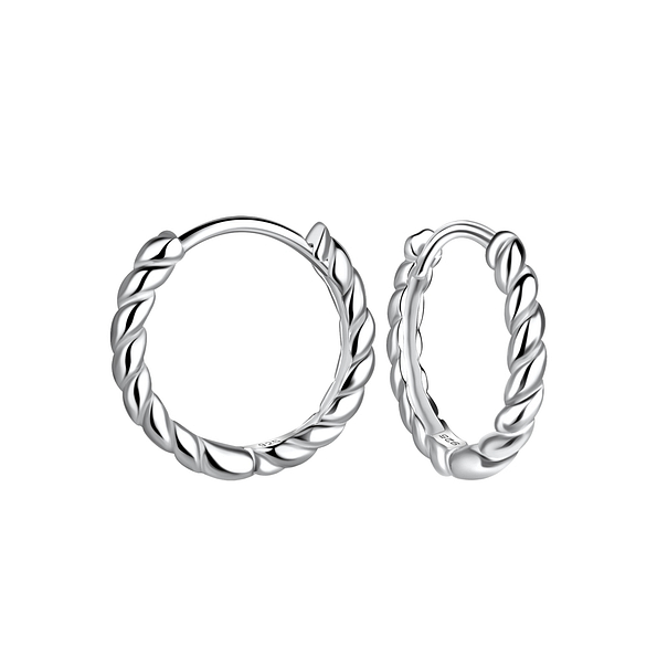 Wholesale 14mm Silver Twisted Huggie Earrings