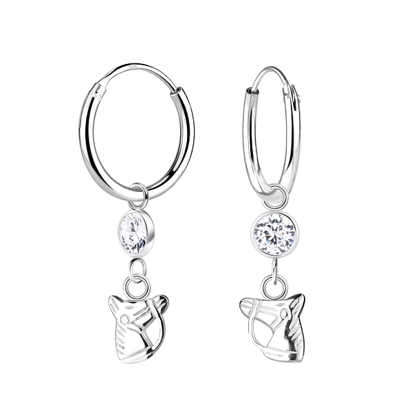 Wholesale Silver Horse Charm Hoop Earrings