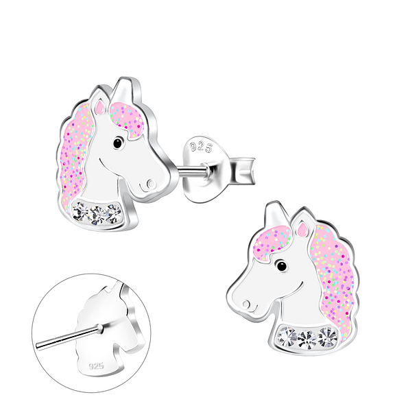 Wholesale Silver Unicorn Stud Earrings