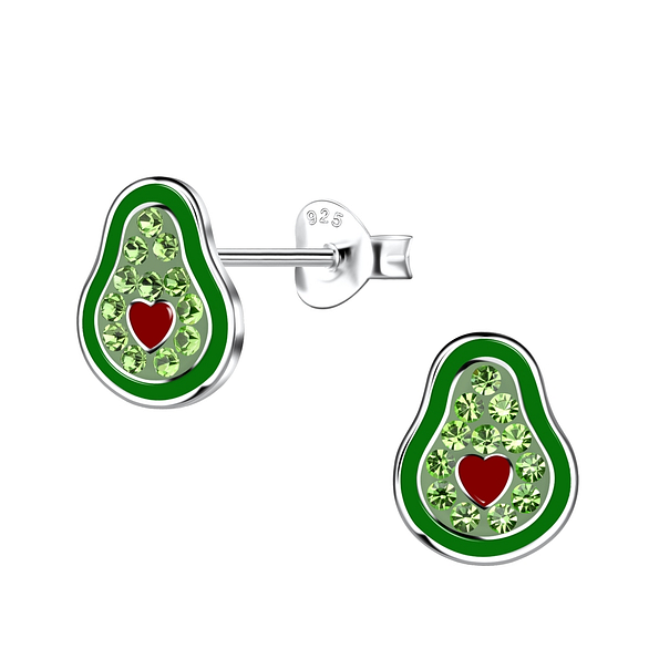 Wholesale Silver Avocado Stud Earrings