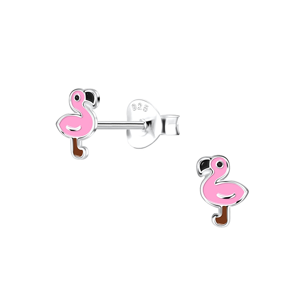 Wholesale Silver Flamingo Stud Earrings