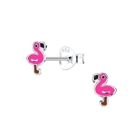 Wholesale Silver Flamingo Stud Earrings