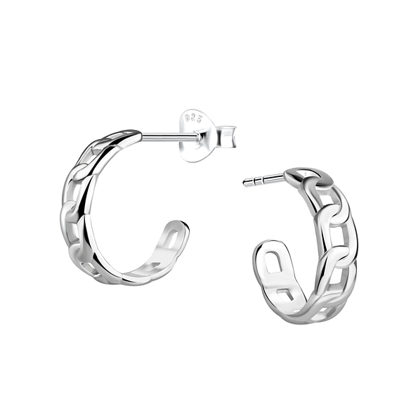 Wholesale Silver Half Hoop Stud Earrings