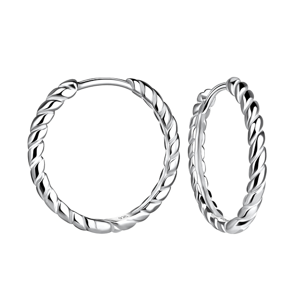 Wholesale Silver Twisted Huggie Earrings