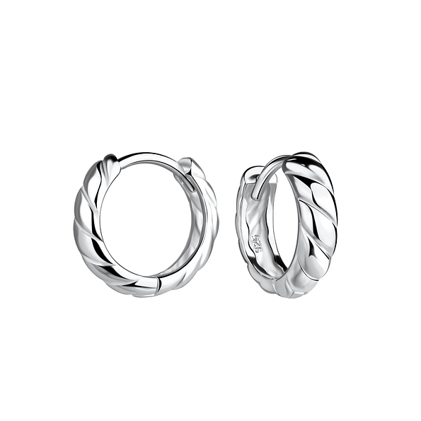 Wholesale 13mm Silver Twisted Huggie Earrings