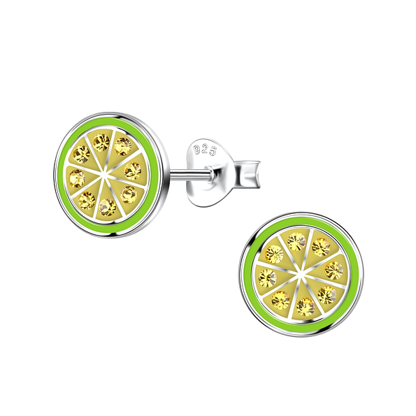 Wholesale Silver Lime Stud Earrings