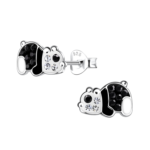 Wholesale Silver Panda Stud Earrings