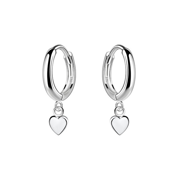 Wholesale Silver Heart Charm Huggie Earrings