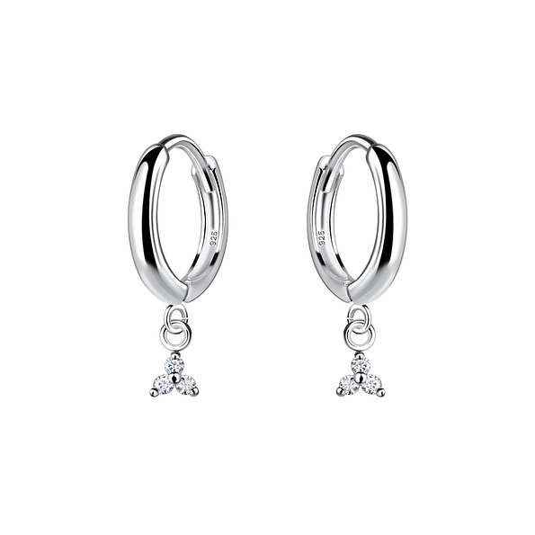 Wholesale Silver Geometric Charm Huggie Earrings