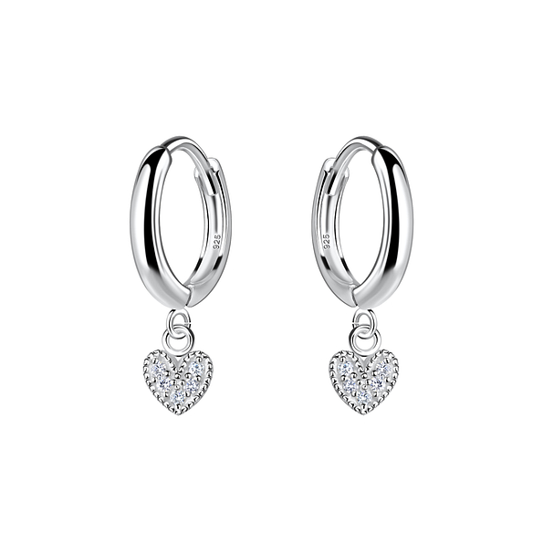 Wholesale Silver Heart Charm Huggie Earrings