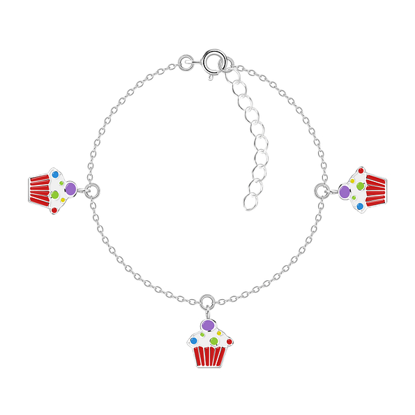 Wholesale Silver Cupcake Bracelet