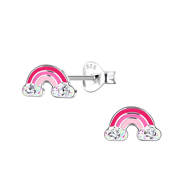 Wholesale Silver Rainbow Stud Earrings