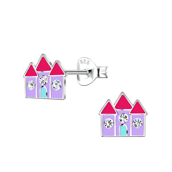 Wholesale Silver Castle Stud Earrings