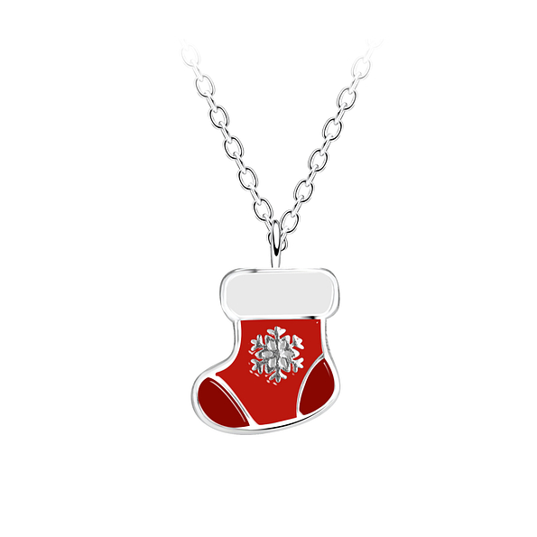 Wholesale Silver Christmas Stocking Necklace