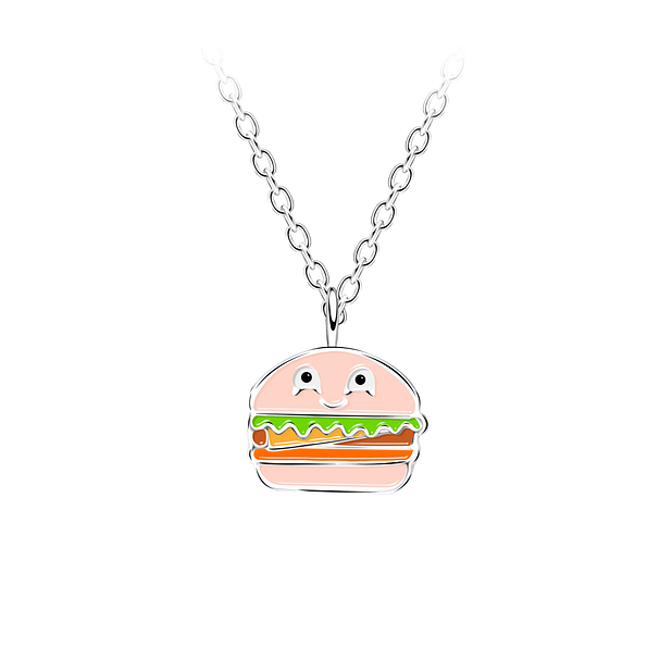 Wholesale Silver Burger Necklace