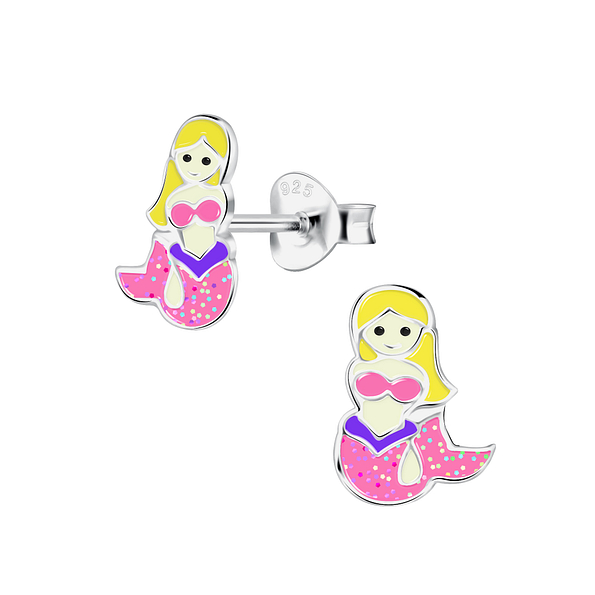 Wholesale Silver Mermaid Stud Earrings