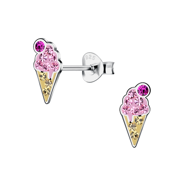 Wholesale Silver Ice Cream Stud Earrings