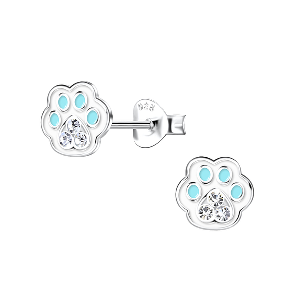 Wholesale Silver Paw Print Stud Earrings